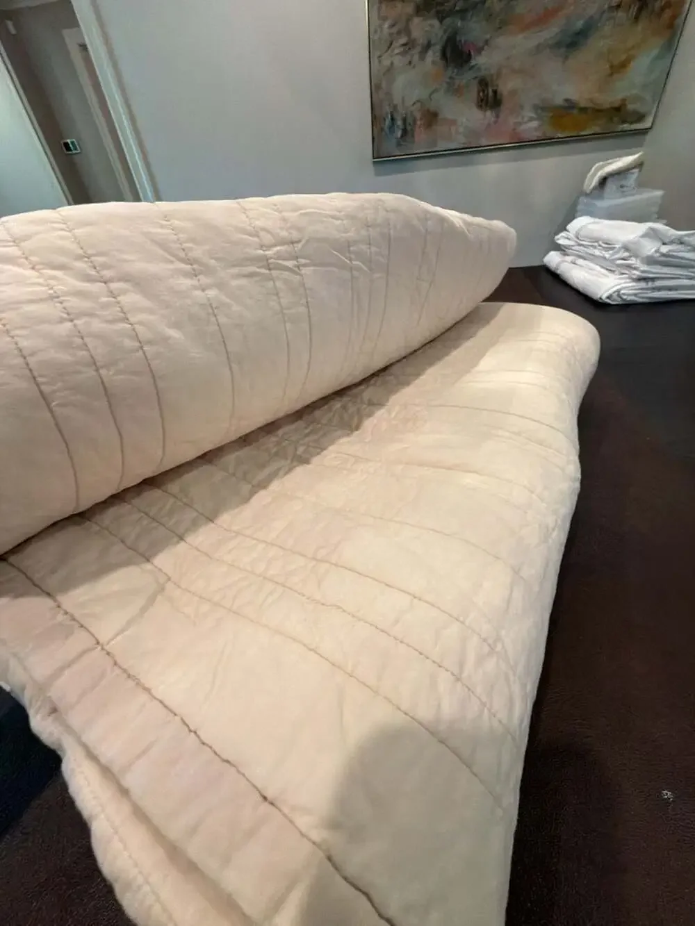 Quince Organic Cotton Channel Stitch Quilt Sand ships out fast! FULL / QUEEN